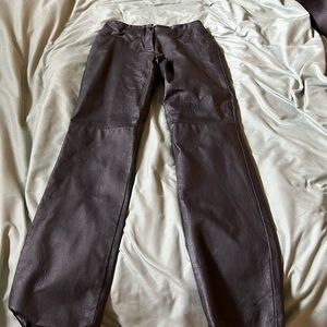 Leather straight leg pants